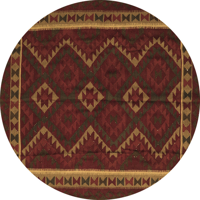 Round Persian Brown Traditional Rug, tr2605brn