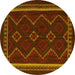 Round Persian Yellow Traditional Rug, tr2605yw