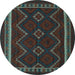 Round Persian Light Blue Traditional Rug, tr2605lblu