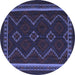 Round Persian Blue Traditional Rug, tr2605blu