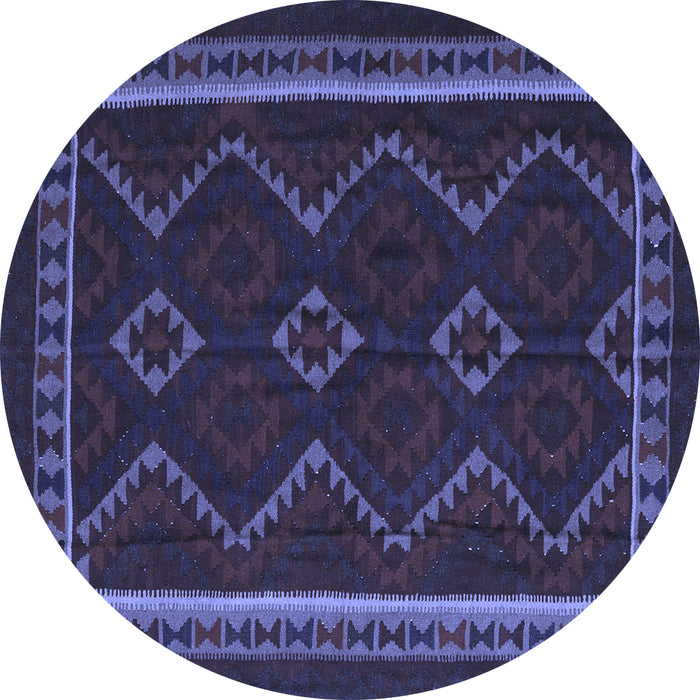 Round Machine Washable Persian Blue Traditional Rug, wshtr2605blu