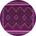 Round Persian Purple Traditional Rug, tr2605pur