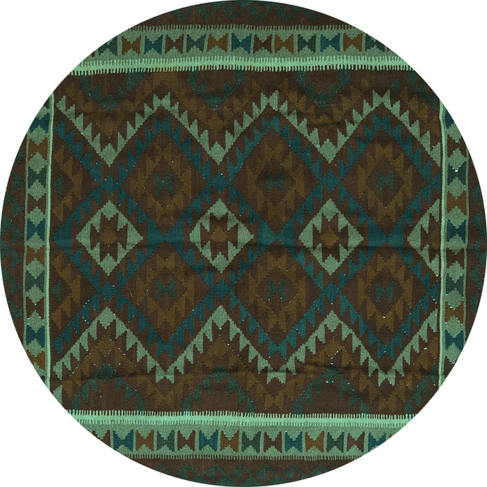 Round Persian Turquoise Traditional Rug, tr2605turq