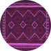 Round Machine Washable Persian Purple Traditional Area Rugs, wshtr2605pur