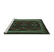 Sideview of Machine Washable Persian Turquoise Traditional Area Rugs, wshtr2605turq