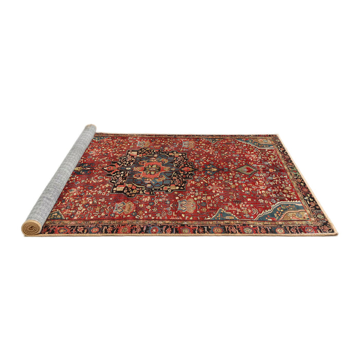 Sideview of Machine Washable Traditional Tomato Red Rug, wshtr2606