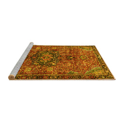 Sideview of Machine Washable Persian Yellow Traditional Rug, wshtr2606yw