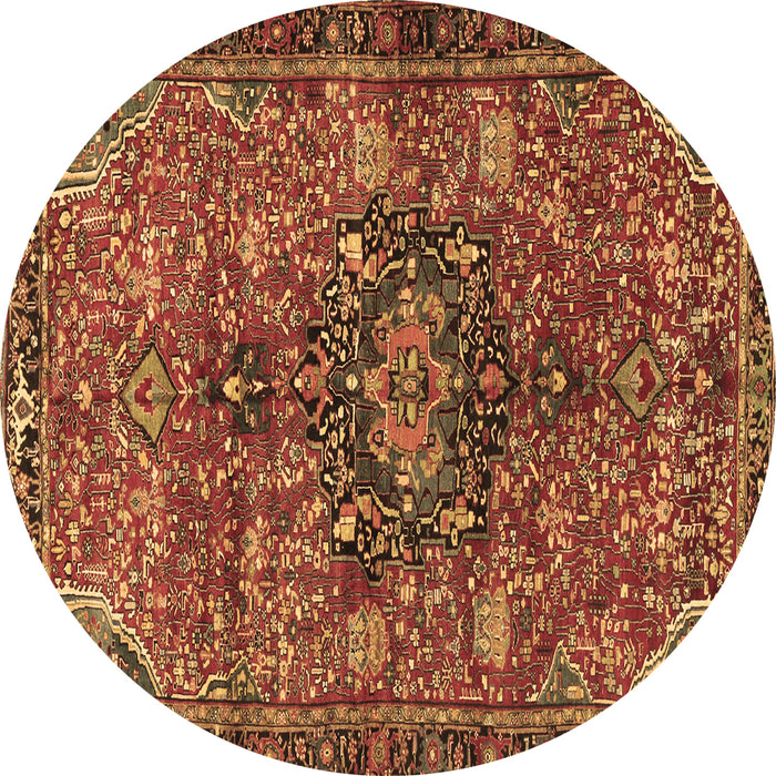 Round Persian Brown Traditional Rug, tr2606brn