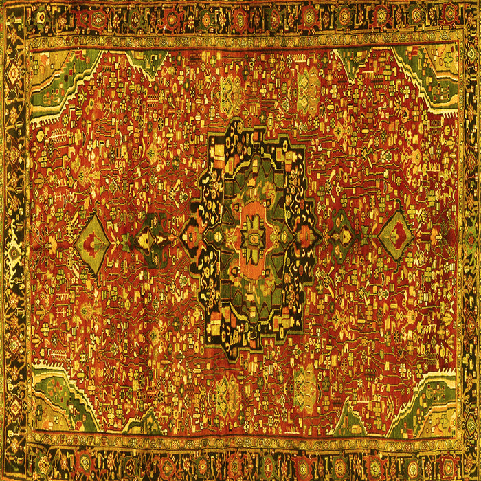 Square Machine Washable Persian Yellow Traditional Rug, wshtr2606yw