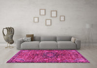 Machine Washable Persian Pink Traditional Rug, wshtr2606pnk