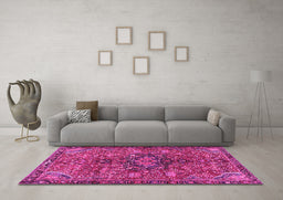 Machine Washable Persian Pink Traditional Rug in a Living Room, wshtr2606pnk