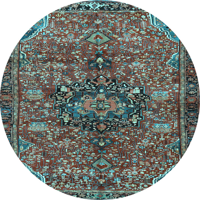 Round Persian Light Blue Traditional Rug, tr2606lblu
