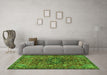 Machine Washable Persian Green Traditional Area Rugs in a Living Room,, wshtr2606grn