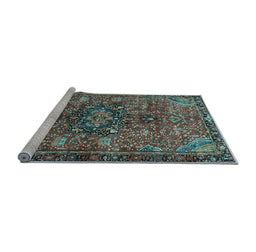 Sideview of Machine Washable Persian Light Blue Traditional Rug, wshtr2606lblu