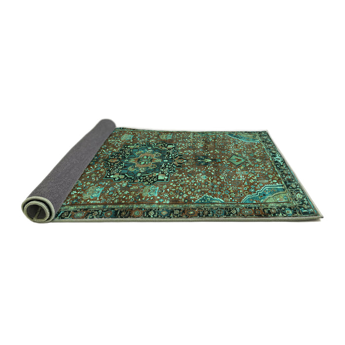 Sideview of Persian Turquoise Traditional Rug, tr2606turq