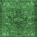 Square Machine Washable Persian Emerald Green Traditional Area Rugs, wshtr2606emgrn