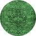Round Persian Emerald Green Traditional Rug, tr2606emgrn
