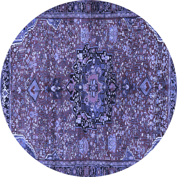 Round Persian Blue Traditional Rug, tr2606blu