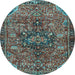 Round Machine Washable Persian Light Blue Traditional Rug, wshtr2606lblu