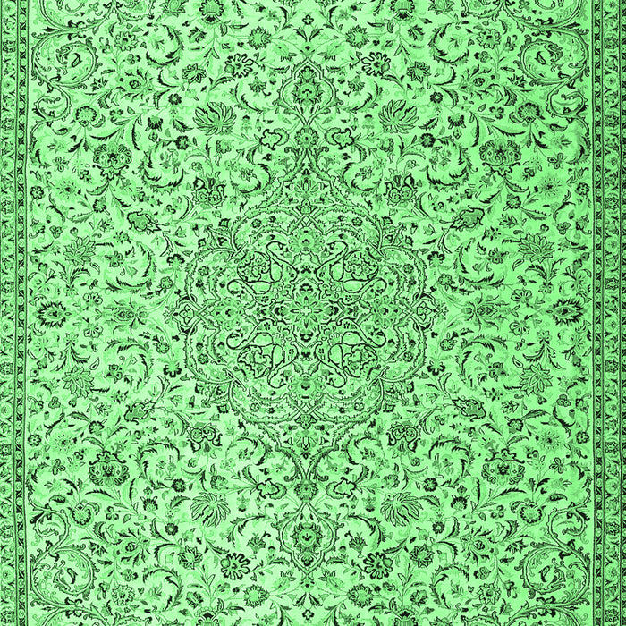 Machine Washable Persian Emerald Green Traditional Area Rugs, wshtr2607emgrn