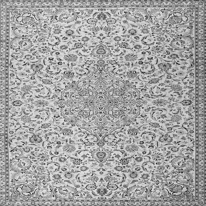 Round Machine Washable Persian Gray Traditional Rug, wshtr2607gry