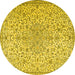 Round Machine Washable Persian Yellow Traditional Rug, wshtr2607yw