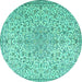 Round Persian Turquoise Traditional Rug, tr2607turq