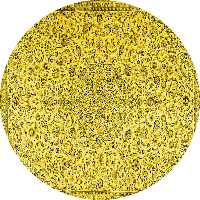 Round Persian Yellow Traditional Rug, tr2607yw
