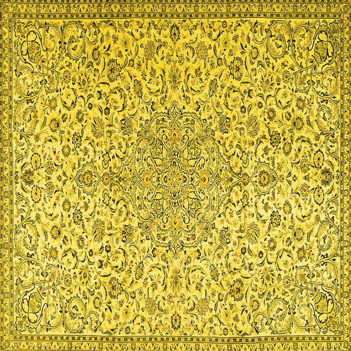 Square Machine Washable Persian Yellow Traditional Rug, wshtr2607yw