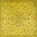 Square Machine Washable Persian Yellow Traditional Rug, wshtr2607yw