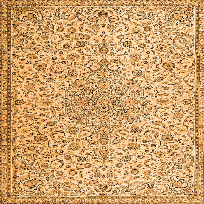 Round Machine Washable Persian Orange Traditional Area Rugs, wshtr2607org