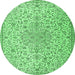 Round Persian Emerald Green Traditional Rug, tr2607emgrn