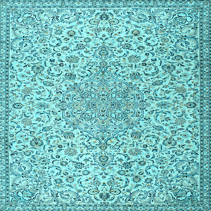 Square Machine Washable Persian Light Blue Traditional Rug, wshtr2607lblu