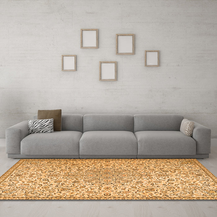 Machine Washable Persian Orange Traditional Area Rugs in a Living Room, wshtr2607org