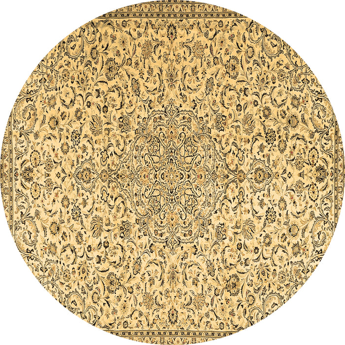 Round Machine Washable Persian Brown Traditional Rug, wshtr2607brn