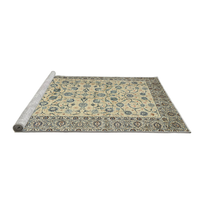 Sideview of Machine Washable Traditional Khaki Gold Rug, wshtr2608