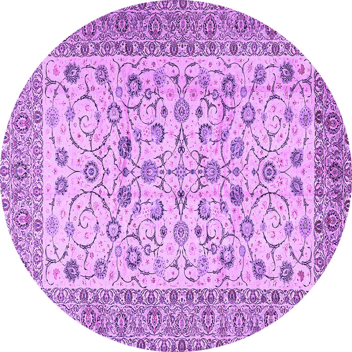 Round Machine Washable Persian Purple Traditional Area Rugs, wshtr2608pur