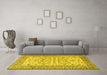 Machine Washable Persian Yellow Traditional Rug in a Living Room, wshtr2608yw