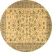 Round Machine Washable Persian Brown Traditional Rug, wshtr2608brn