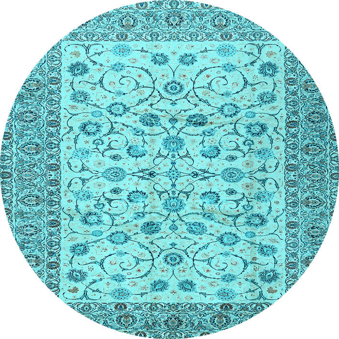 Round Persian Light Blue Traditional Rug, tr2608lblu