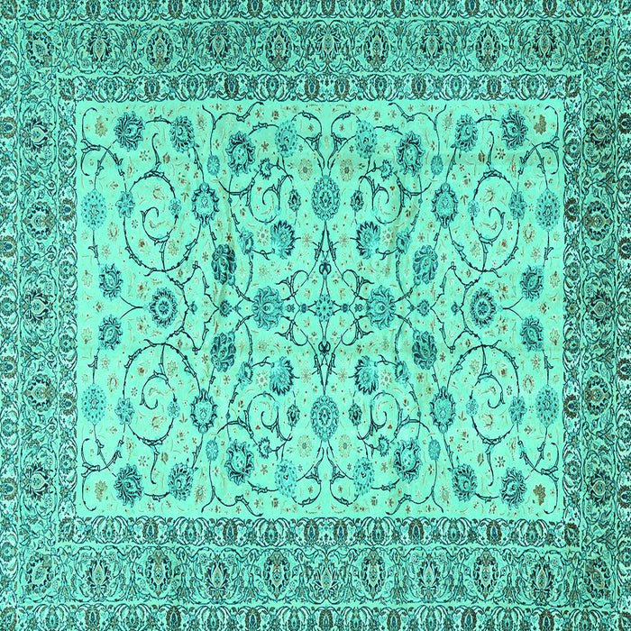 Square Persian Turquoise Traditional Rug, tr2608turq