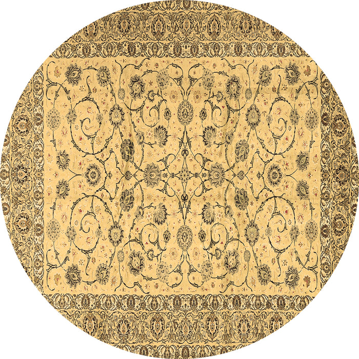 Round Persian Brown Traditional Rug, tr2608brn
