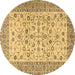 Round Persian Brown Traditional Rug, tr2608brn
