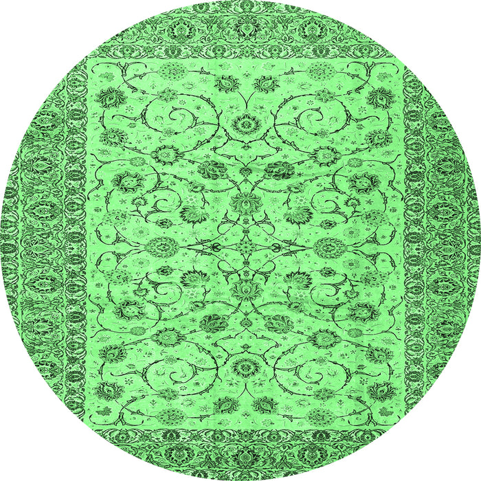 Round Persian Emerald Green Traditional Rug, tr2608emgrn