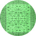 Round Persian Emerald Green Traditional Rug, tr2608emgrn
