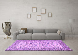 Machine Washable Persian Purple Traditional Area Rugs in a Living Room, wshtr2608pur