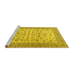 Sideview of Machine Washable Persian Yellow Traditional Rug, wshtr2608yw