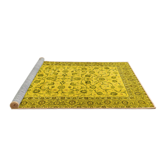 Sideview of Machine Washable Persian Yellow Traditional Rug, wshtr2608yw