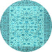 Round Machine Washable Persian Light Blue Traditional Rug, wshtr2608lblu