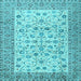 Square Machine Washable Persian Light Blue Traditional Rug, wshtr2608lblu